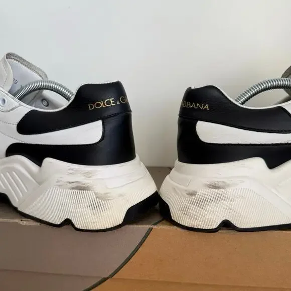 Dolce & Gabbana Daymaster White/Black Men Leather Sneakers - SZ 11
